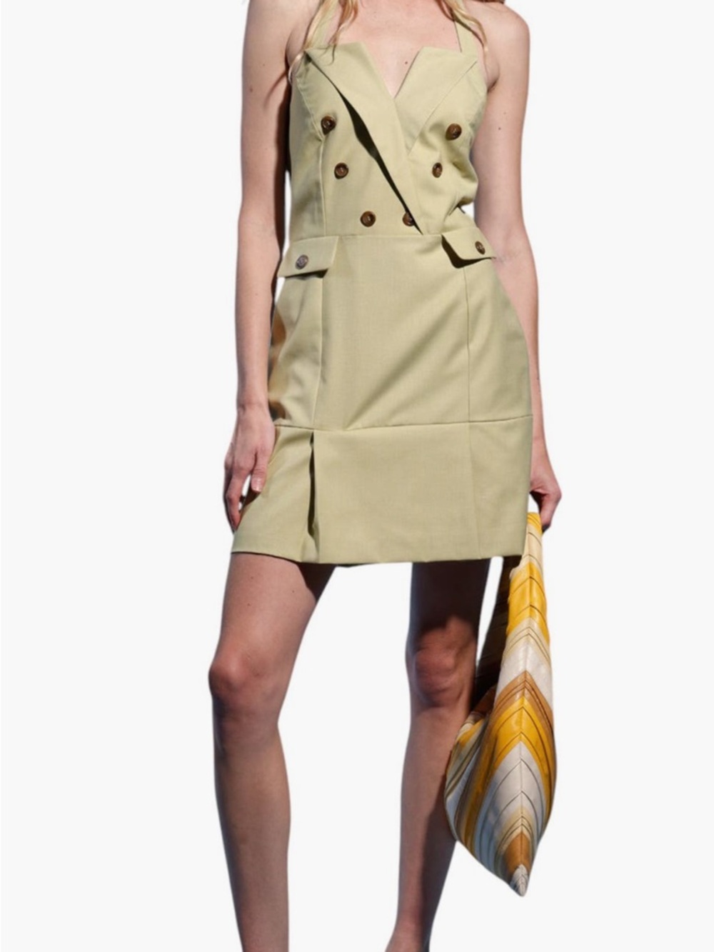 Walter Baker Nichelle Double-Breasted Halter Mini Dress